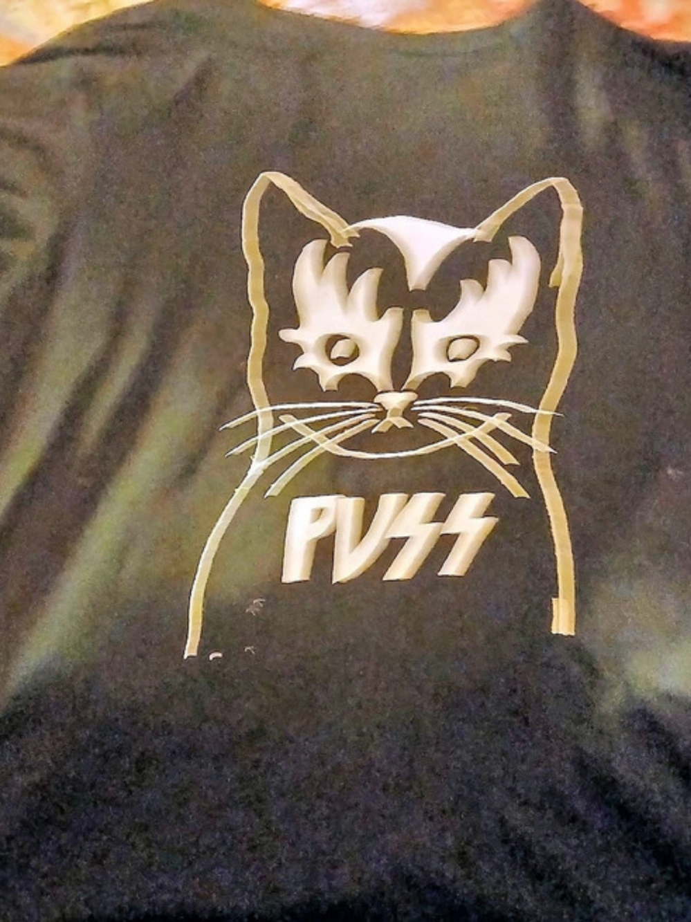 Black Score Cat Graphic Cotton Tee in Black Like New